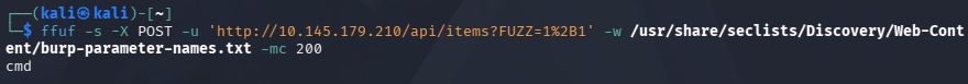 Ffuf discovering the cmd query parameter